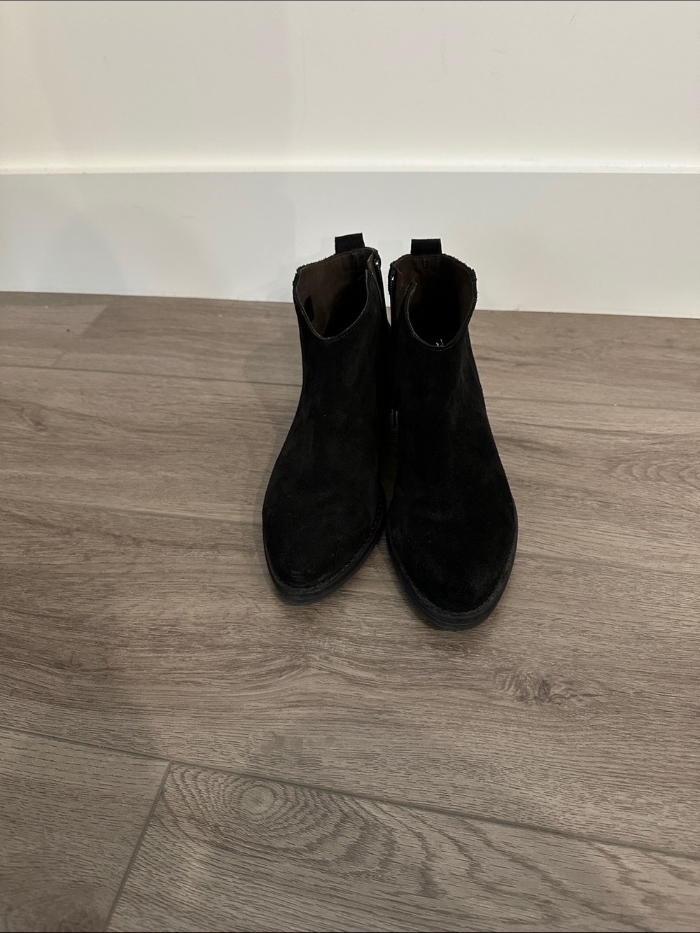 Women's Black Suede Ankle Booties - Sleek Pull-On Style